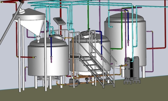 L'équipement électrique/mini microbrasserie de vapeur, 3 mettent l'équipement en phase de Brewpub
